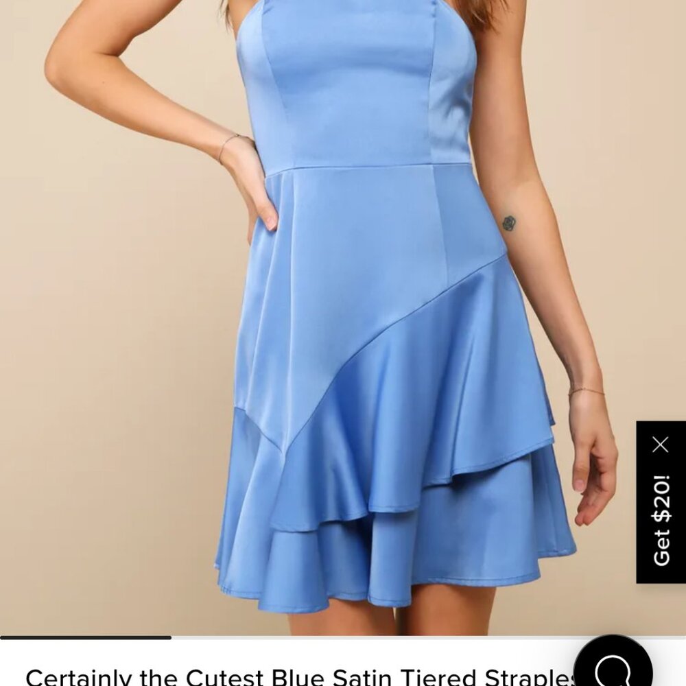 Lulu's blue satin mini dress nwt